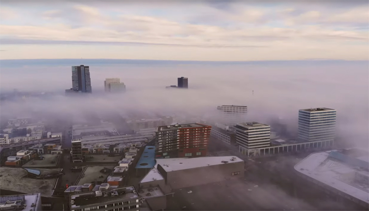 Zonsopkomst en mist in Almere gefilmd met DJI Mavic Air